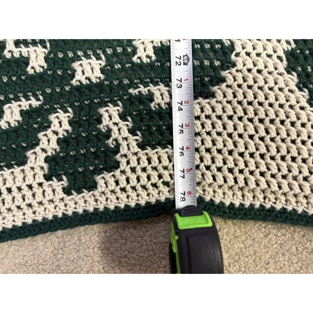 handmade crochet afghan blanket W/flamingo & monstera leaf border